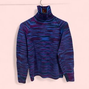 Beautiful Vintage hand knit blue purple fairy mermaid turtleneck sweater boho